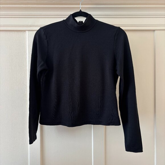 90s Vintage Ann Taylor Wool Blend Black Minimalist Turtleneck PS - Picture 1 of 5